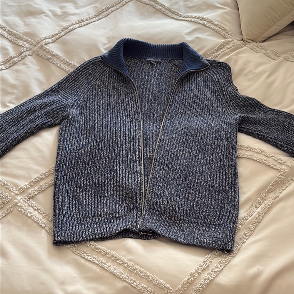 Cozy Blue Knit Zip-Up Sweater